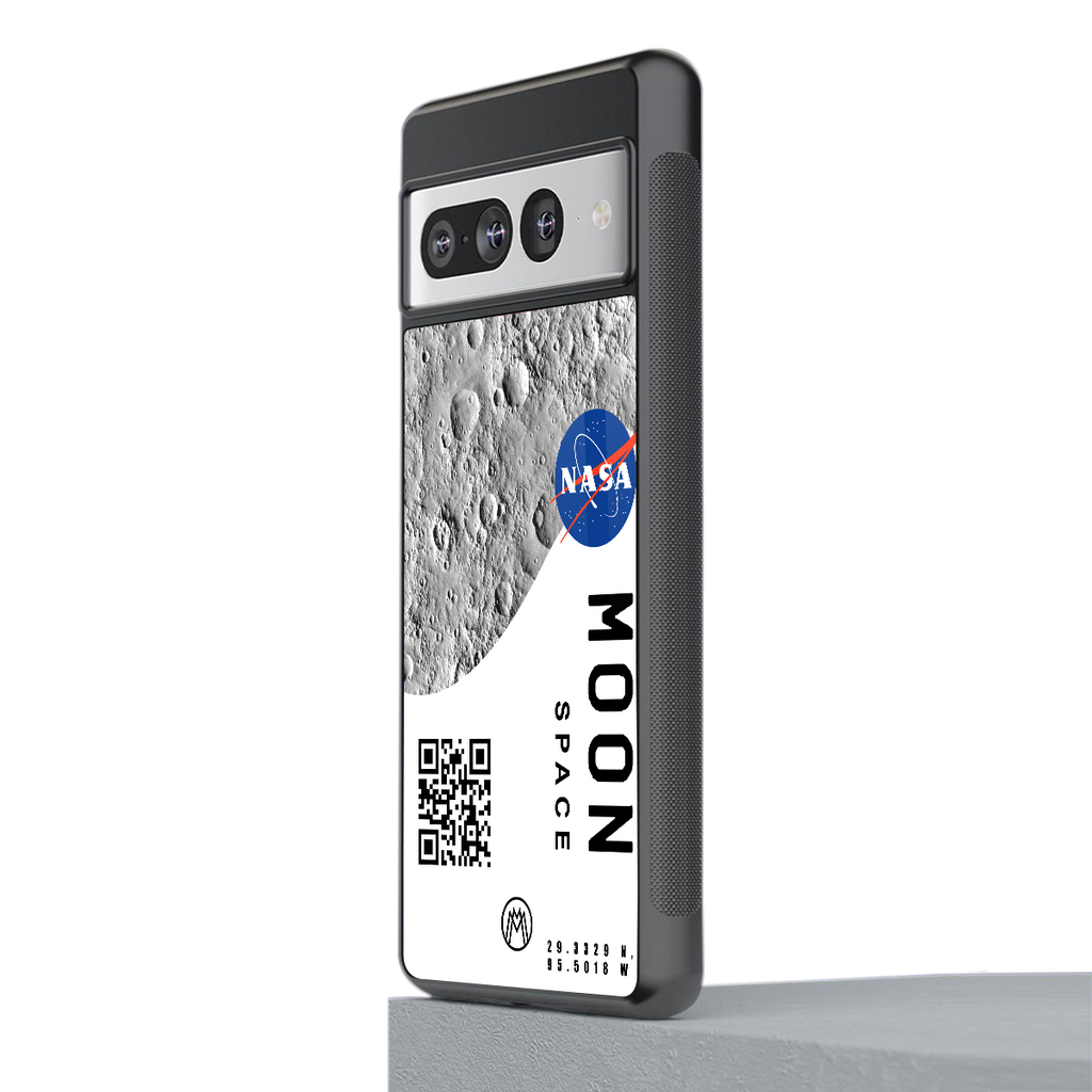 moon space back phone cover | glass case for google pixel 7 pro