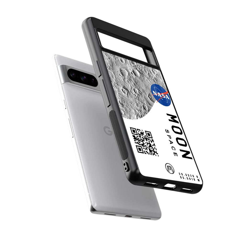 moon space back phone cover | glass case for google pixel 8 pro