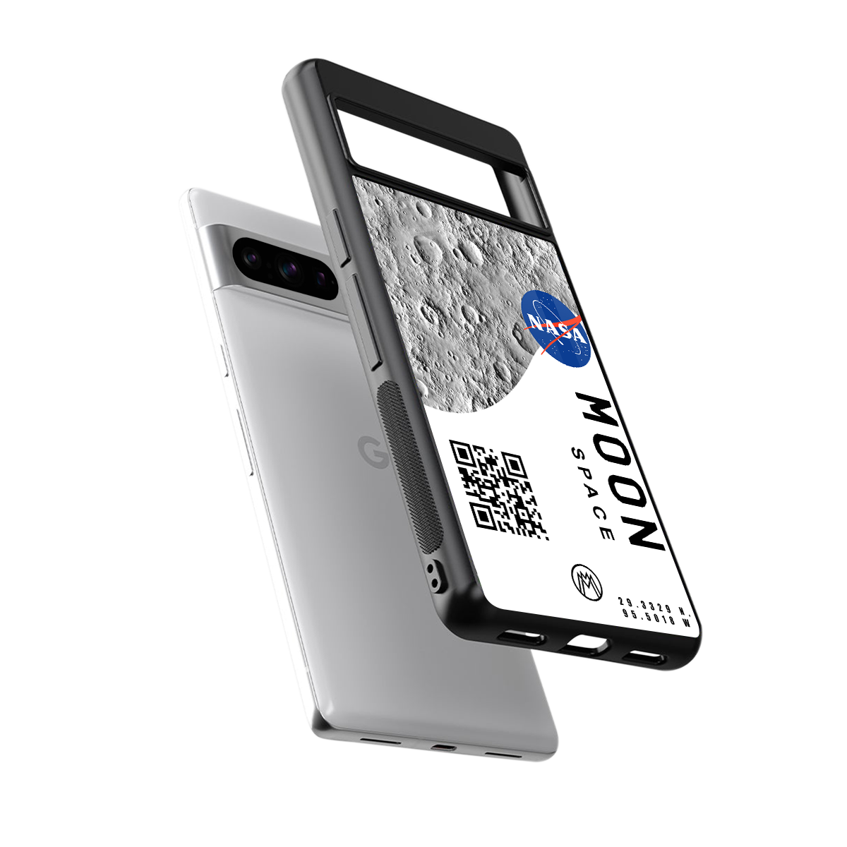 moon space back phone cover | glass case for google pixel 8 pro