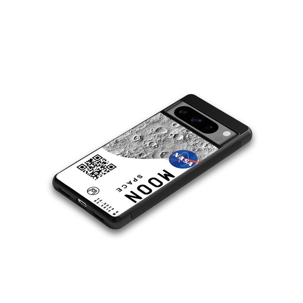 moon space back phone cover | glass case for google pixel 8 pro
