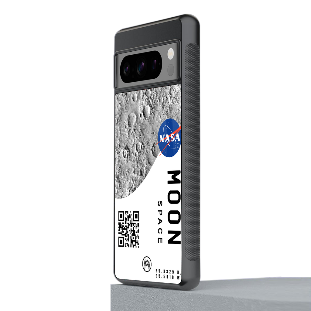 moon space back phone cover | glass case for google pixel 8 pro