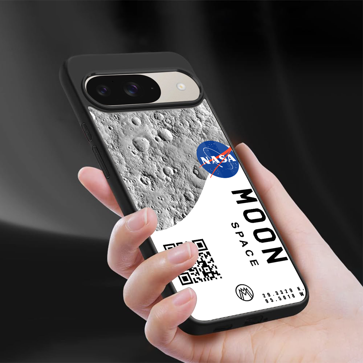 moon space back phone cover | glass case for google pixel 9