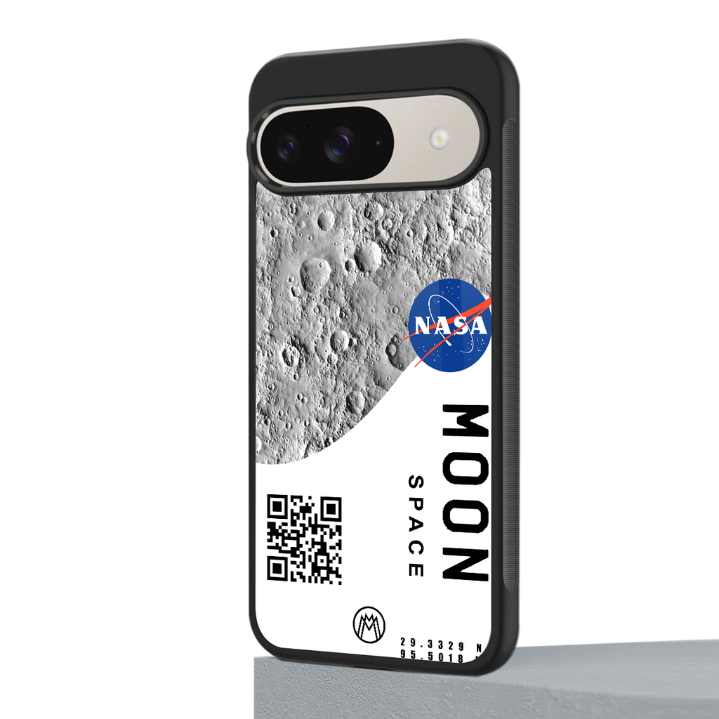 moon space back phone cover | glass case for google pixel 9