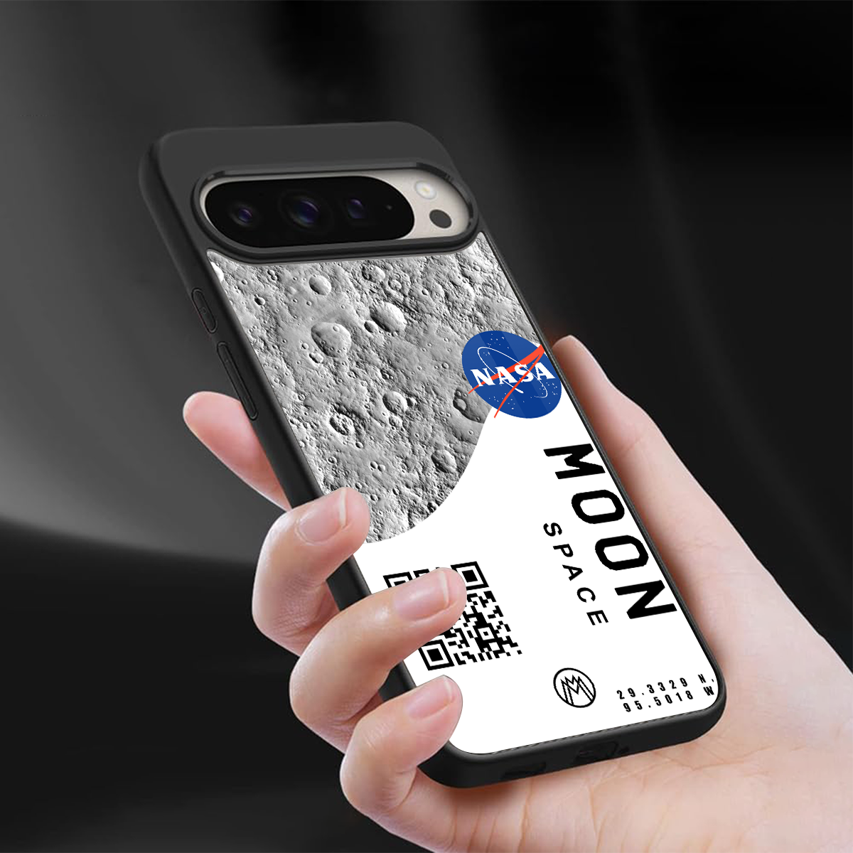 moon space back phone cover | glass case for google pixel 9 pro