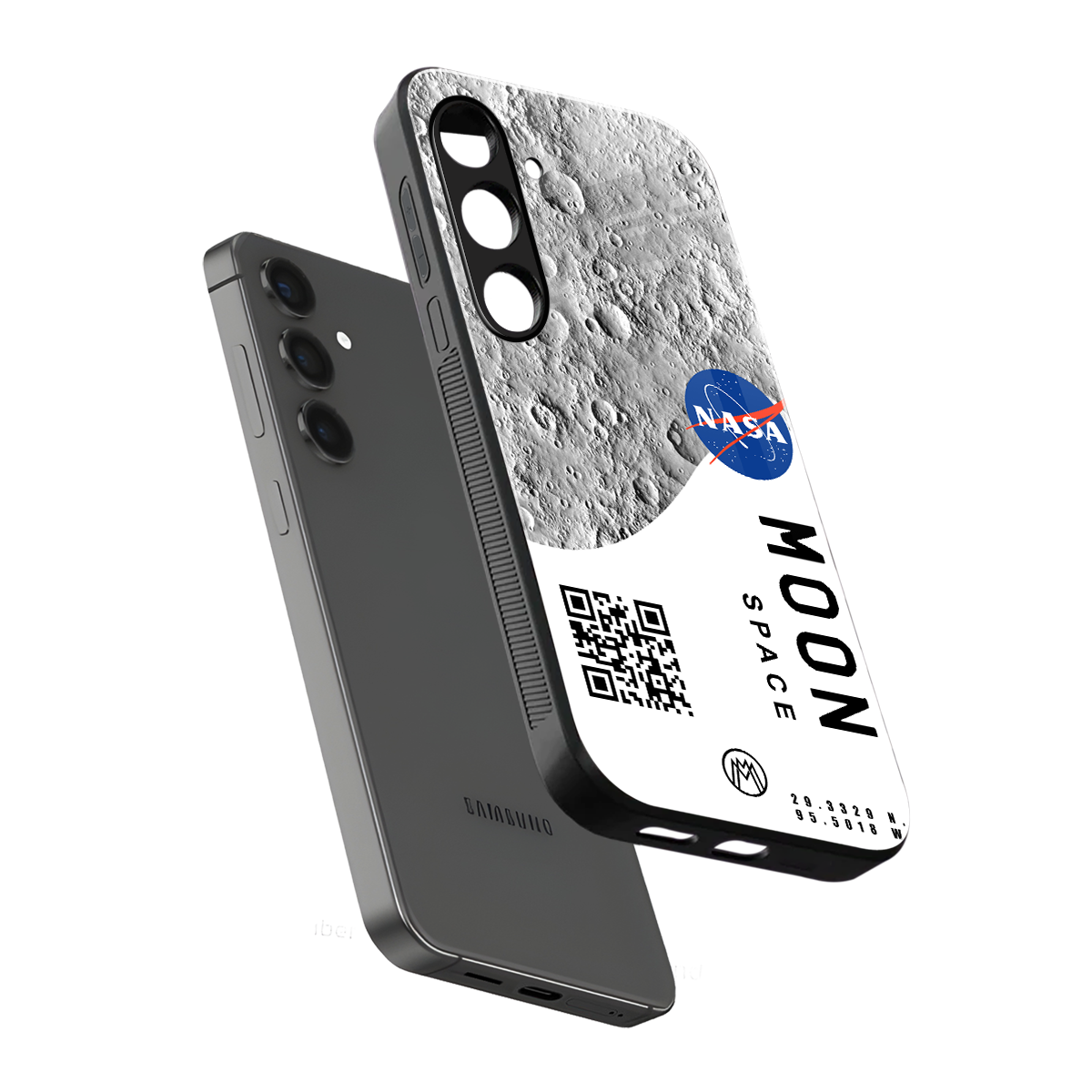moon space back phone cover | glass case for samsung galaxy s24 plus