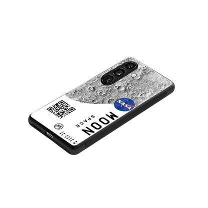 moon space back phone cover | glass case for samsung galaxy s24 plus