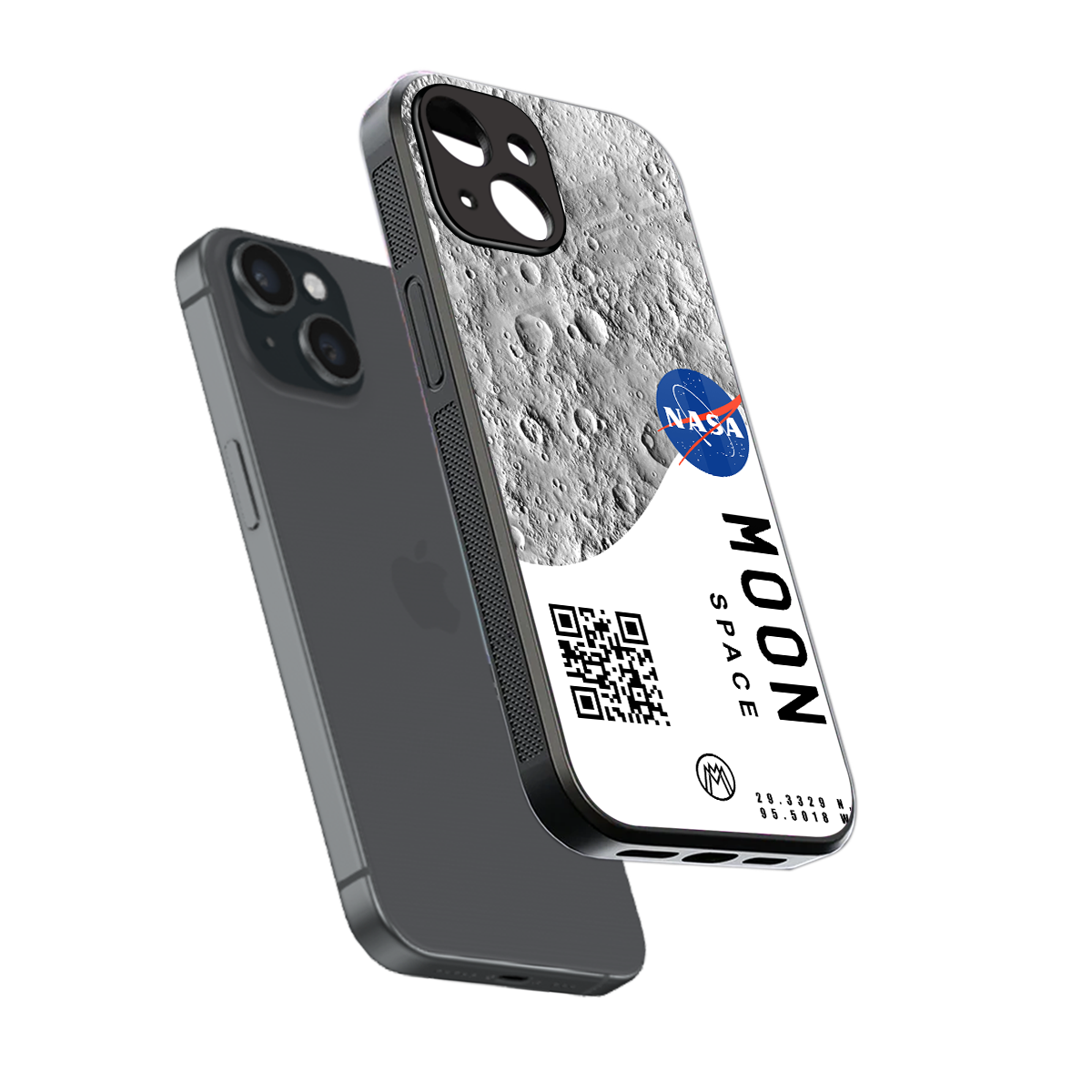 moon space back phone cover | glass case for iphone 15