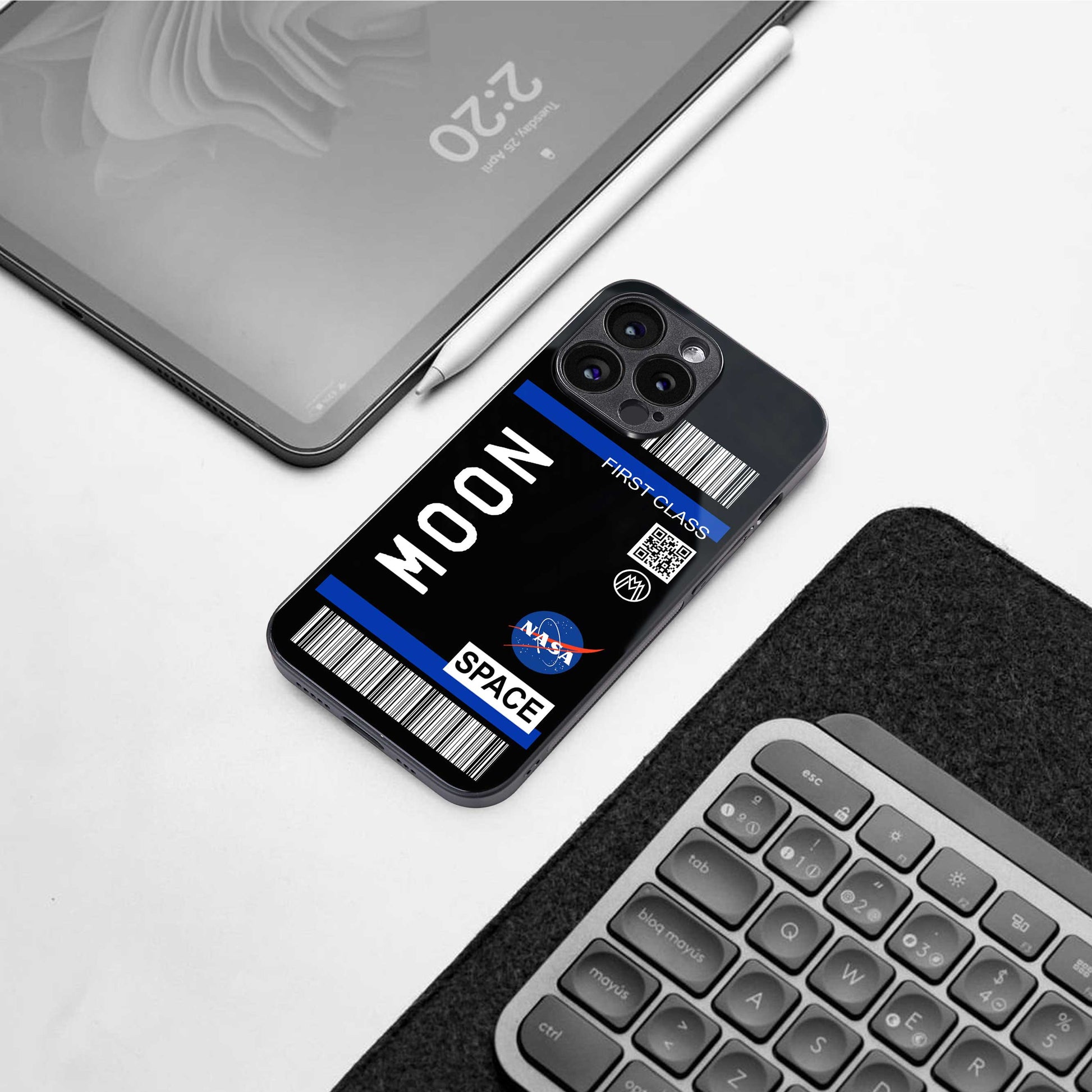 moon boarding pass back phone cover | glass case for samsung galaxy s24 ultra
