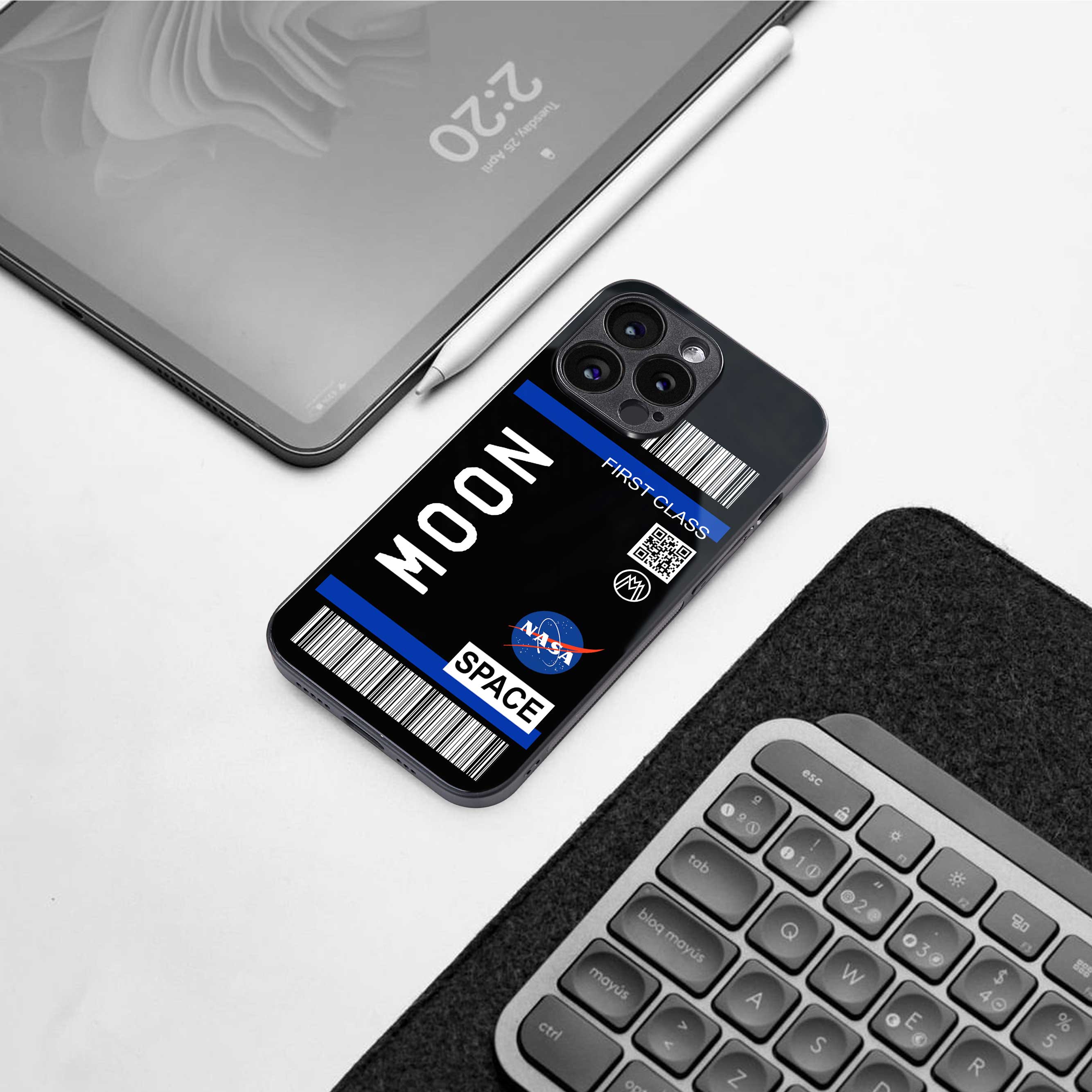 moon boarding pass back phone cover | glass case for samsung galaxy s24
