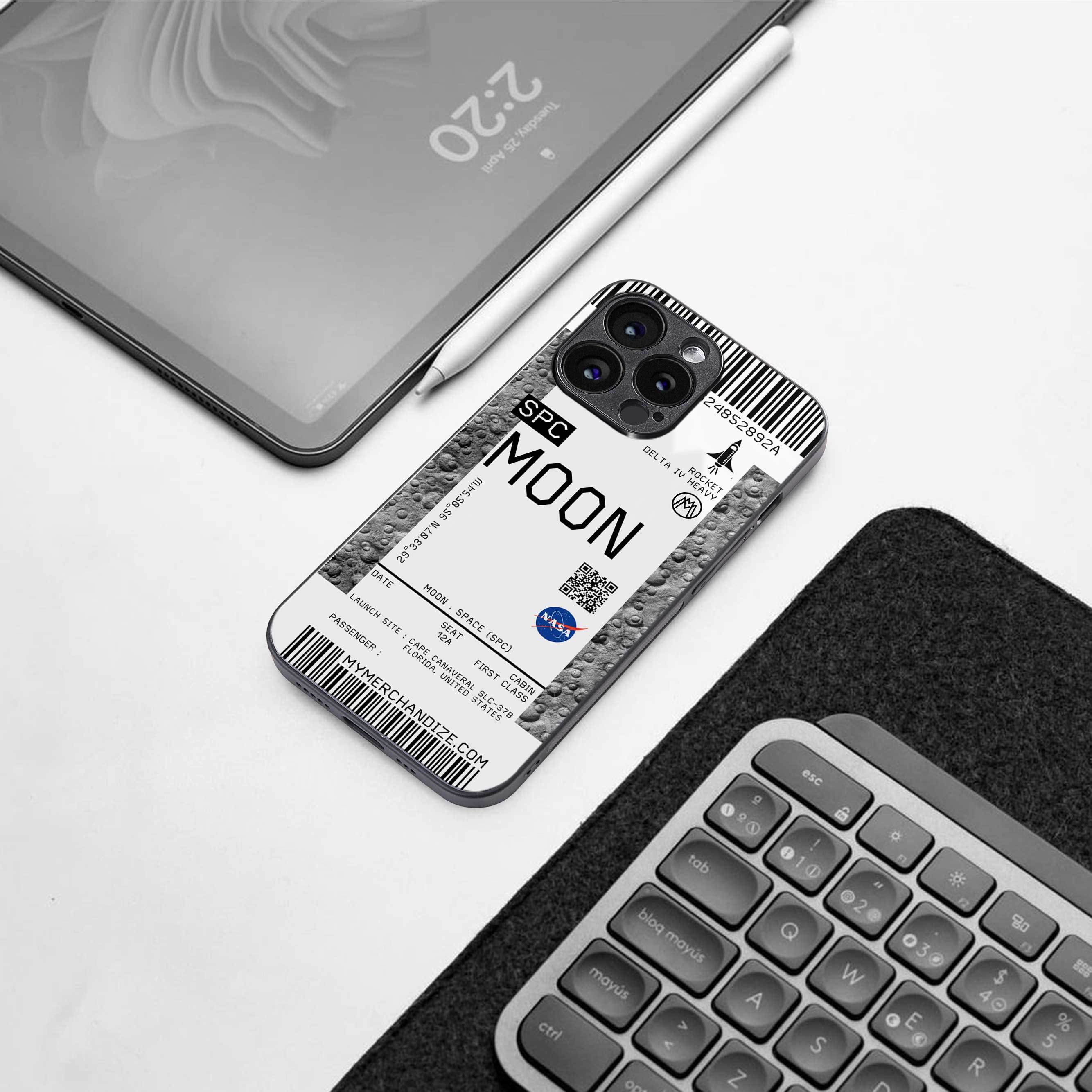 moon boarding pass ticket back phone cover | glass case for samsung galaxy s24