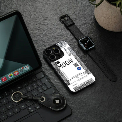 moon boarding pass ticket back phone cover | glass case for iphone 16 pro max