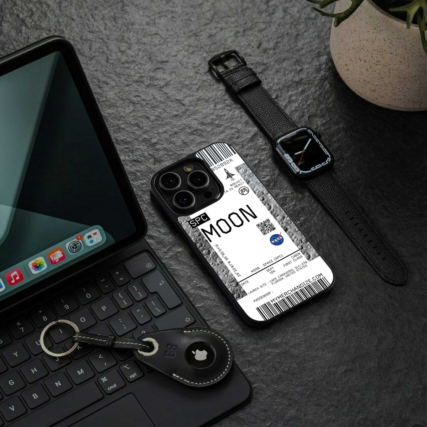 moon boarding pass ticket back phone cover | glass case for samsung galaxy s24 plus