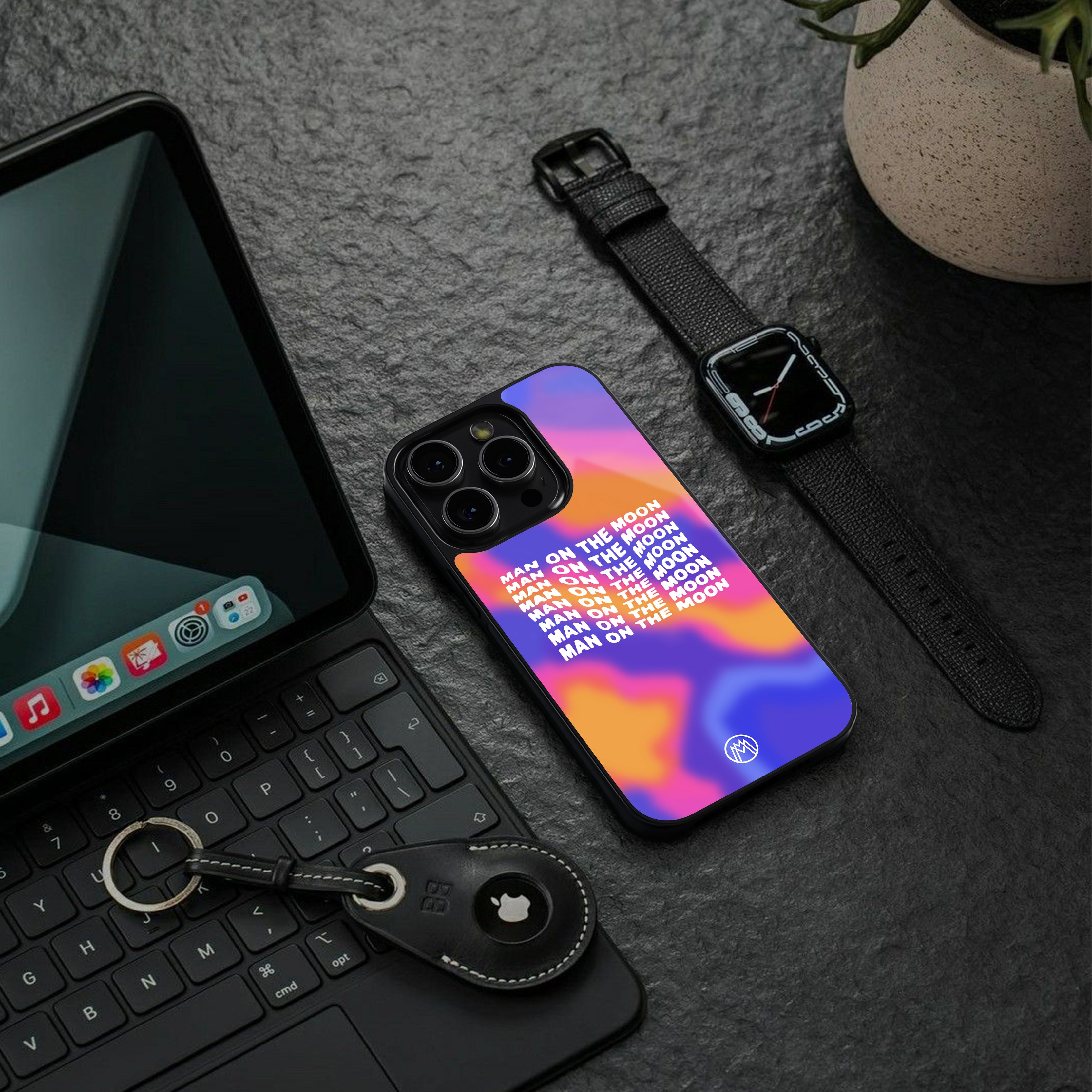 moon man back phone cover | glass case for iphone 15 plus