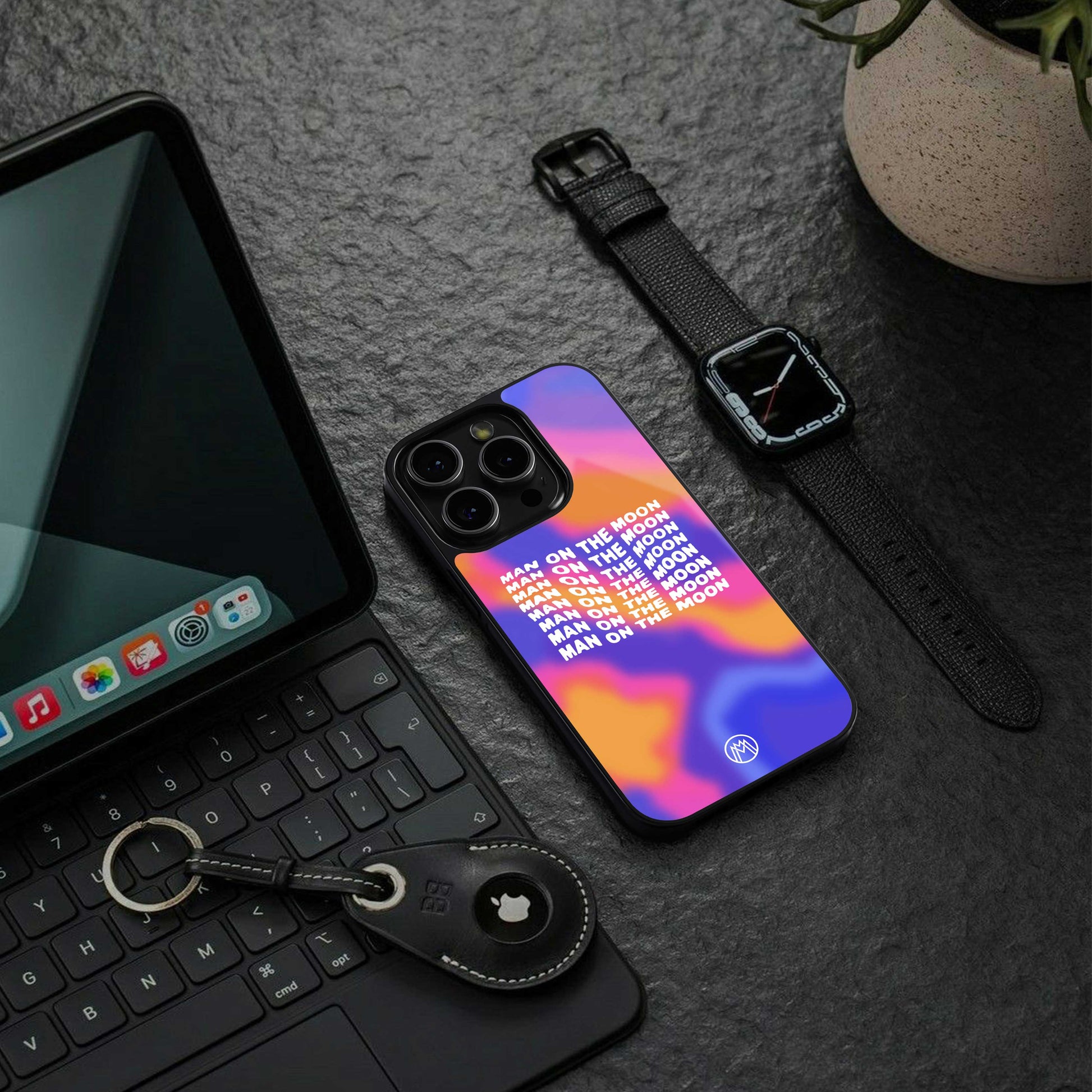 moon man back phone cover | glass case for iphone 14 pro max