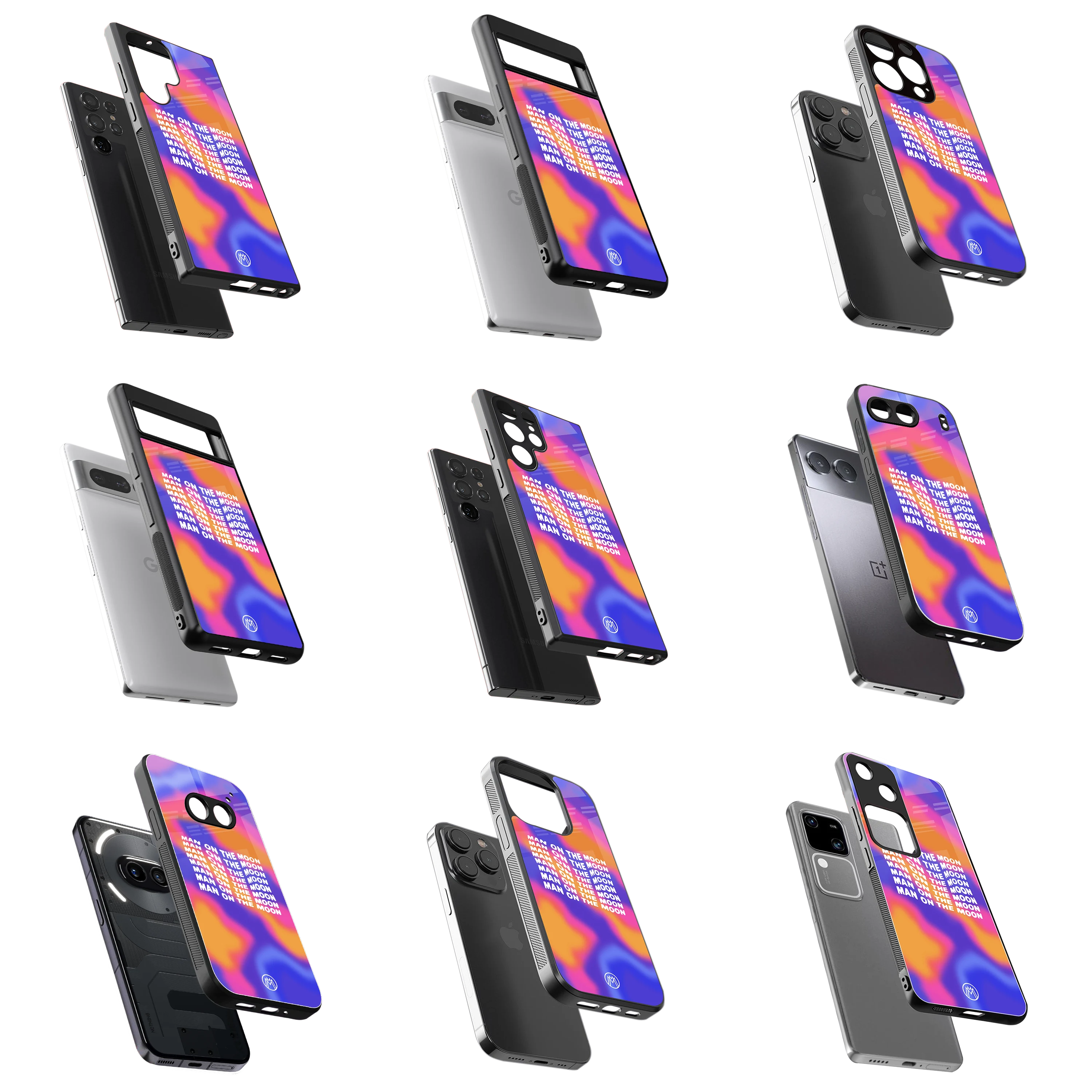 Durable Glass Back Mobile Case for iPhone, Samsung, OnePlus, Google Pixel, Redmi, Vivo, Oppo