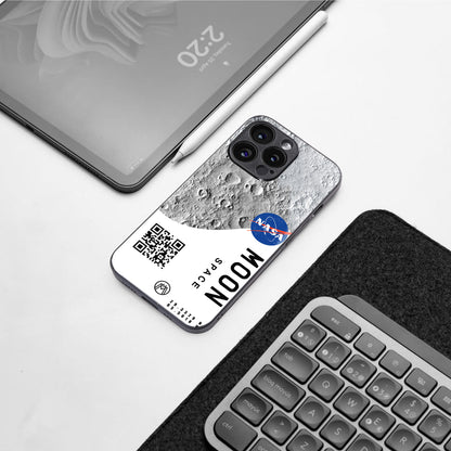 moon space back phone cover | glass case for iphone 16 pro max