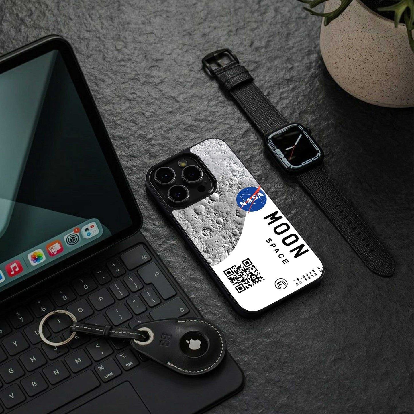 moon space back phone cover | glass case for iphone 13 pro max