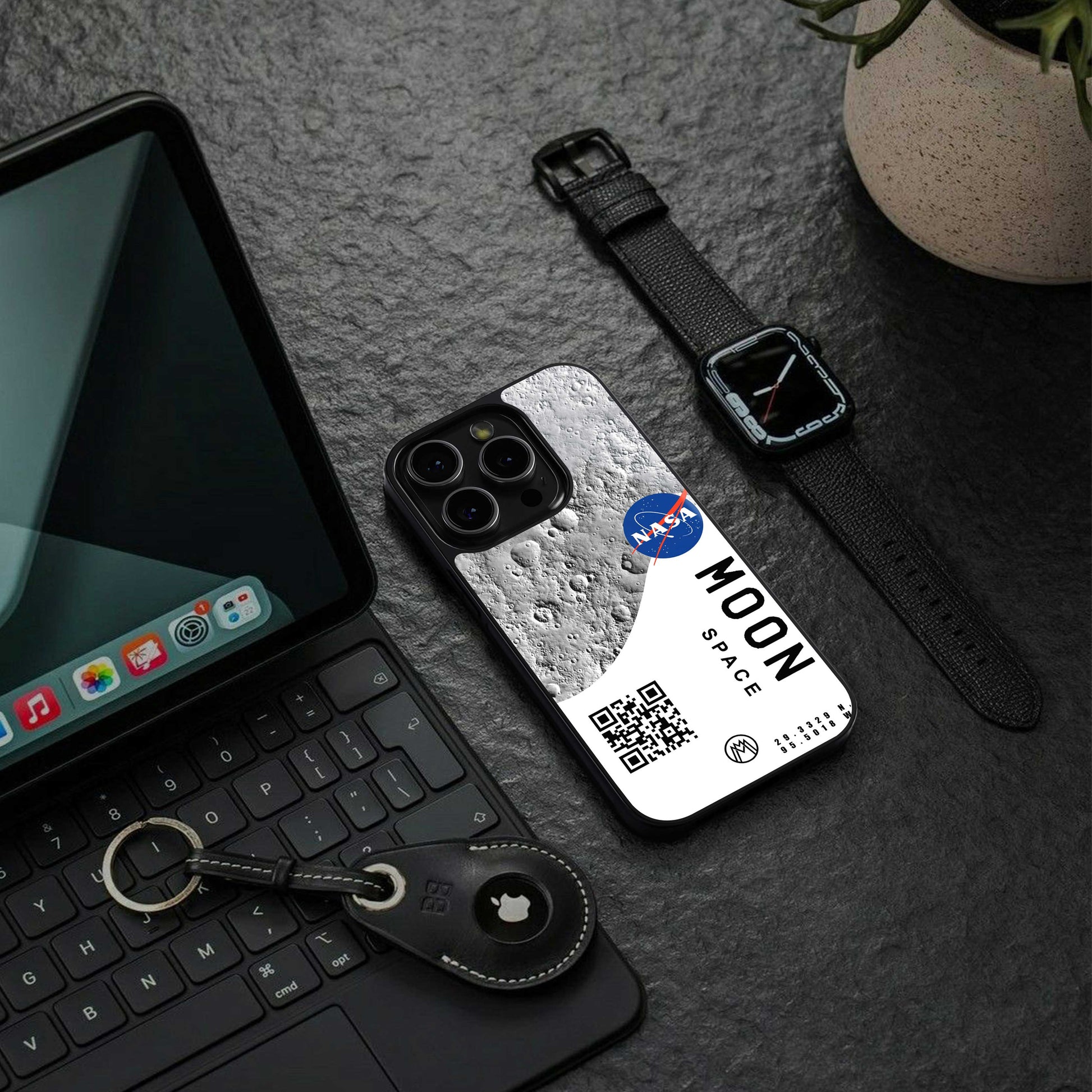 moon space back phone cover | glass case for iphone 13 pro max