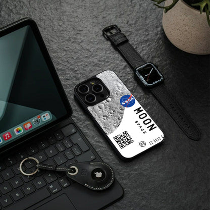 moon space back phone cover | glass case for iphone 15 pro max