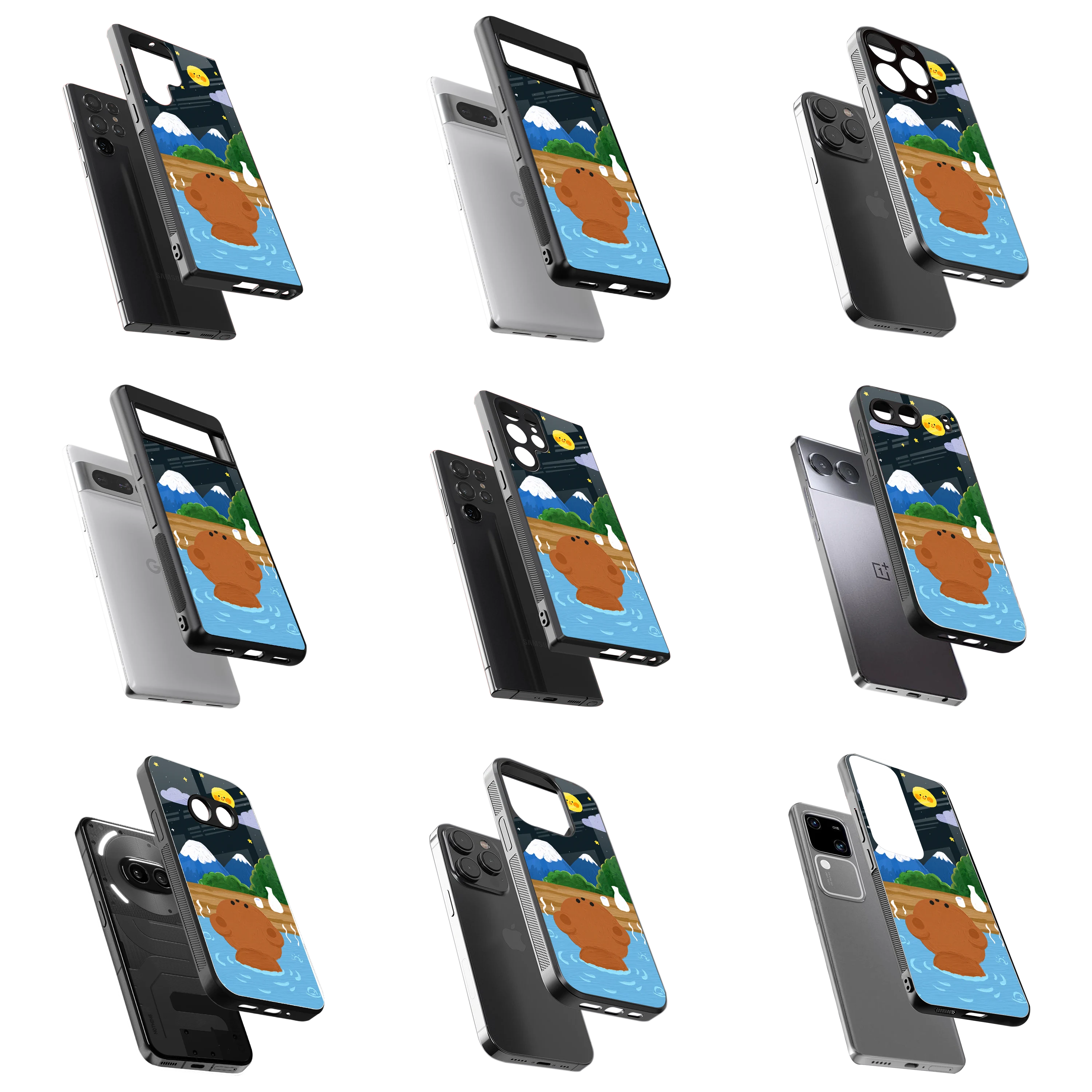 Durable Glass Back Mobile Case for iPhone, Samsung, OnePlus, Google Pixel, Redmi, Vivo, Oppo