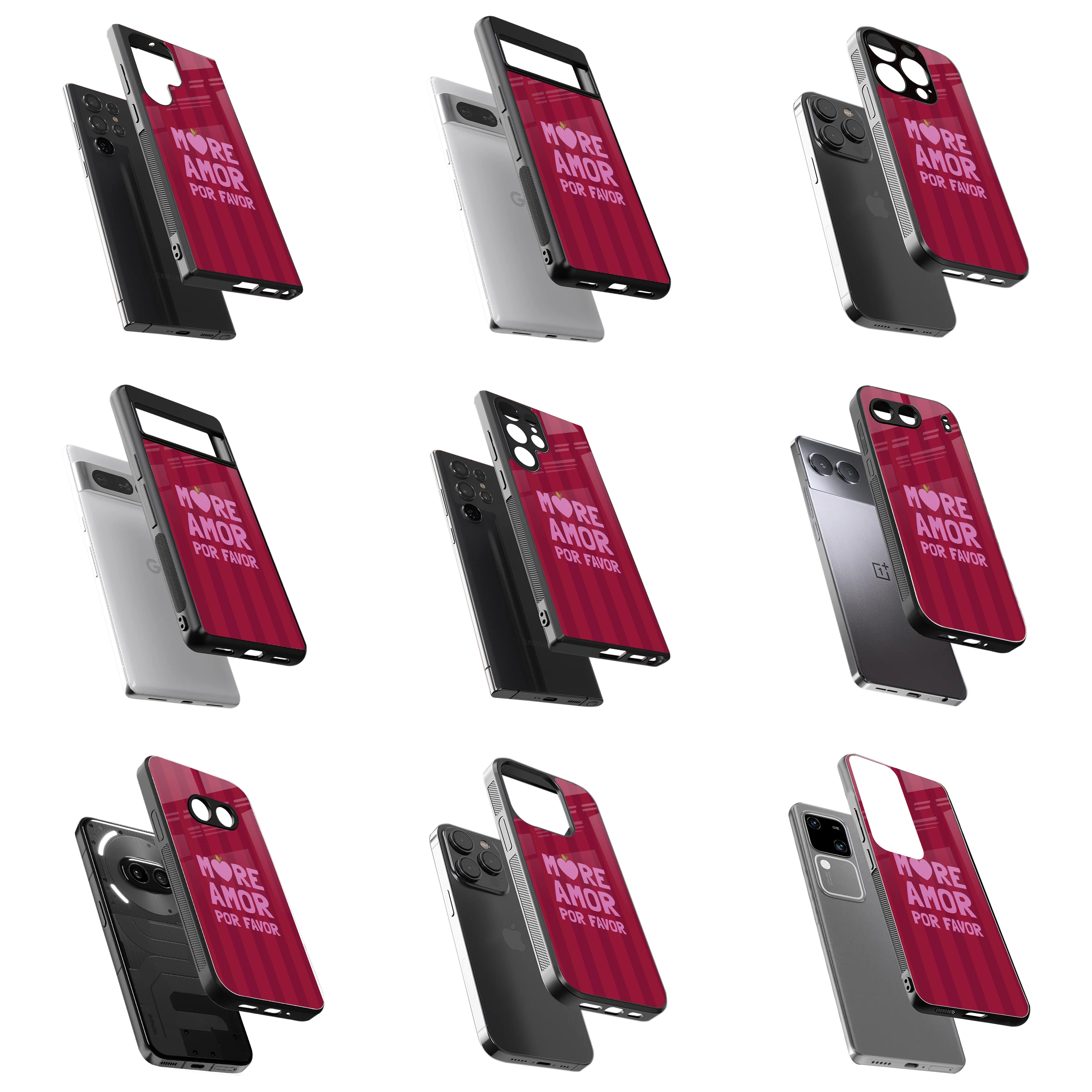 Durable Glass Back Mobile Case for iPhone, Samsung, OnePlus, Google Pixel, Redmi, Vivo, Oppo