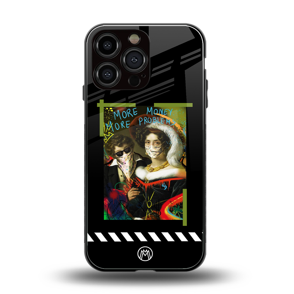 more money more problems back phone cover | glass case for iphone 13 pro max