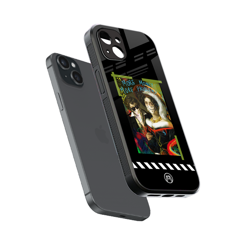 more money more problems back phone cover | glass case for iphone 15 plus