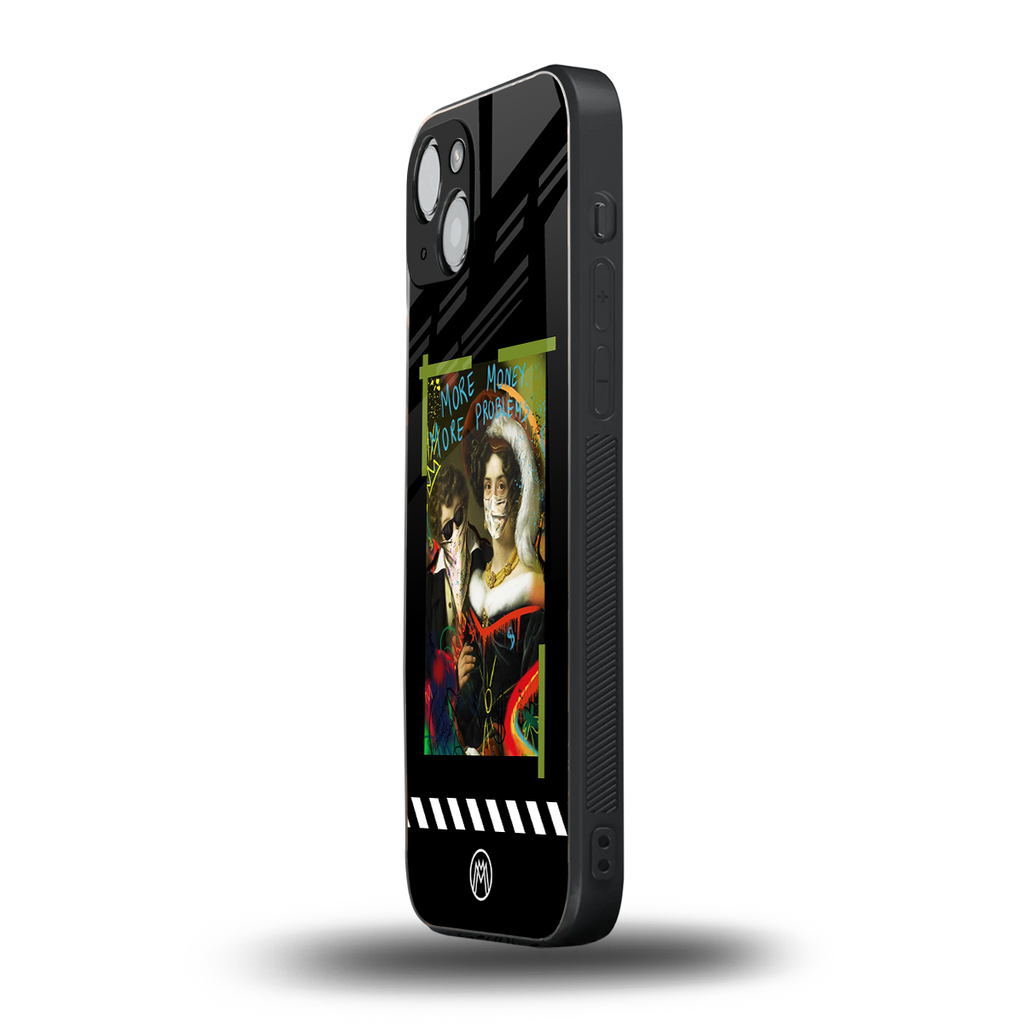 more money more problems back phone cover | glass case for iphone 15 plus