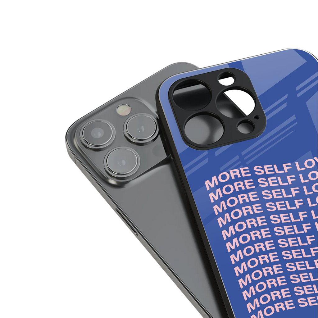 more self love back phone cover | glass case for iphone 15 plus