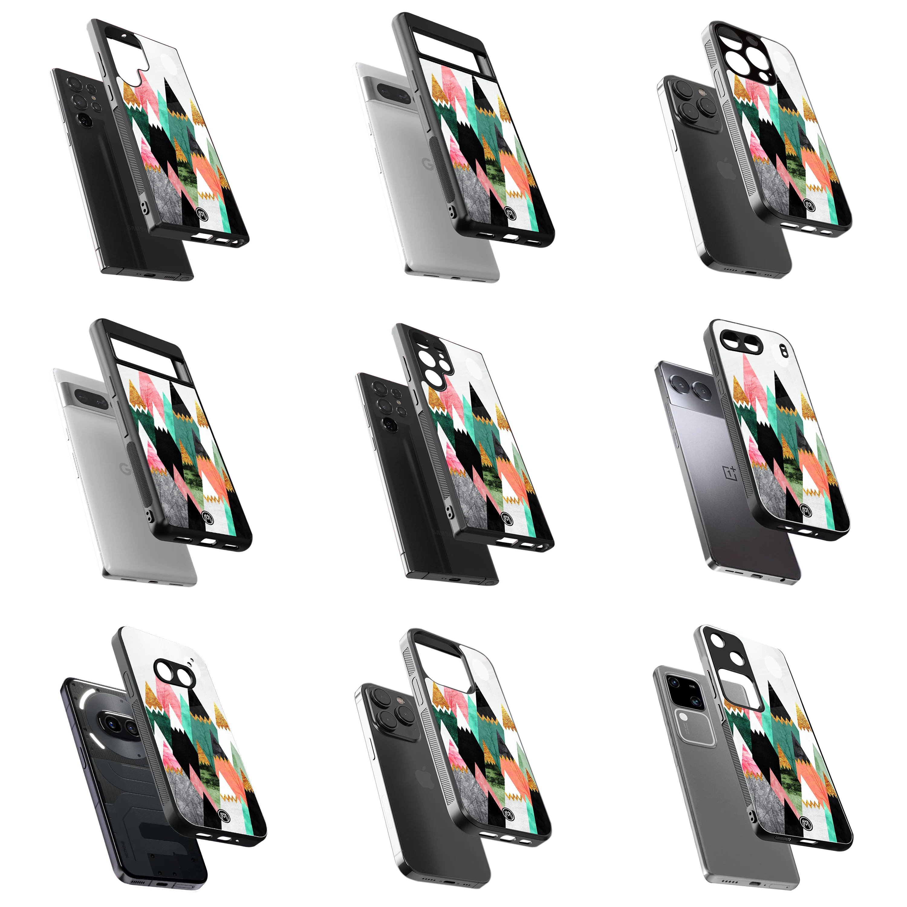 Durable Glass Back Mobile Case for iPhone, Samsung, OnePlus, Google Pixel, Redmi, Vivo, Oppo