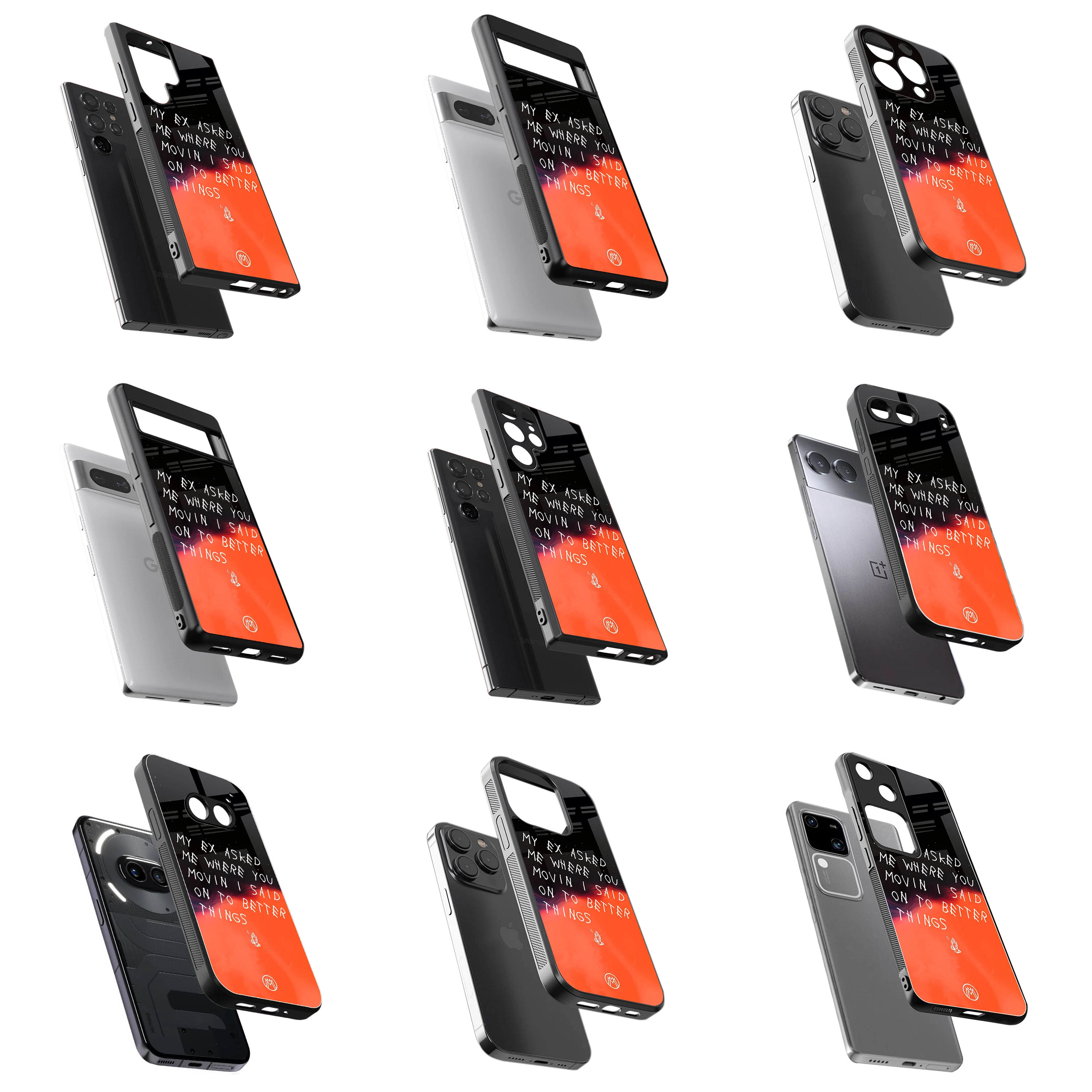 Durable Glass Back Mobile Case for iPhone, Samsung, OnePlus, Google Pixel, Redmi, Vivo, Oppo