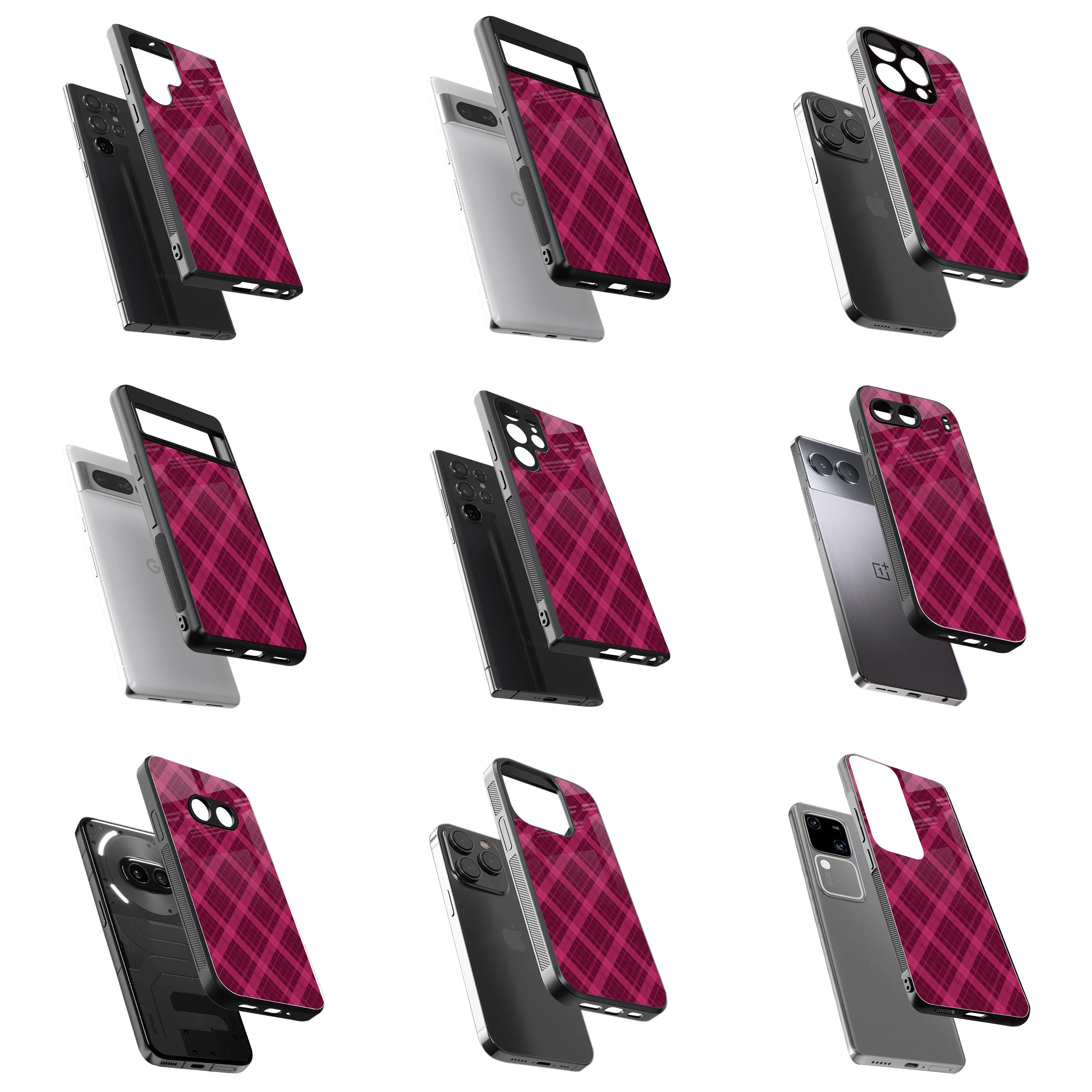 Durable Glass Back Mobile Case for iPhone, Samsung, OnePlus, Google Pixel, Redmi, Vivo, Oppo