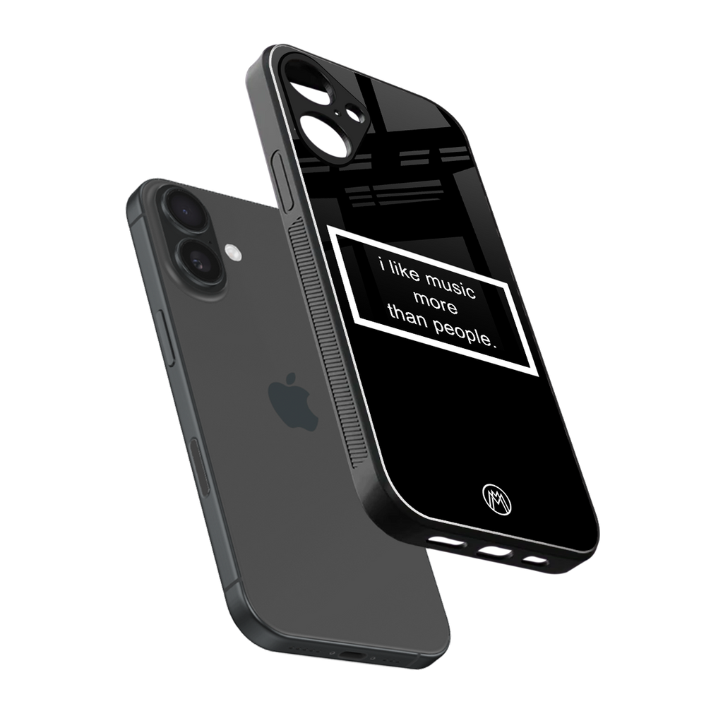 music over people black edition back phone cover | glass case for iphone 16 plus
