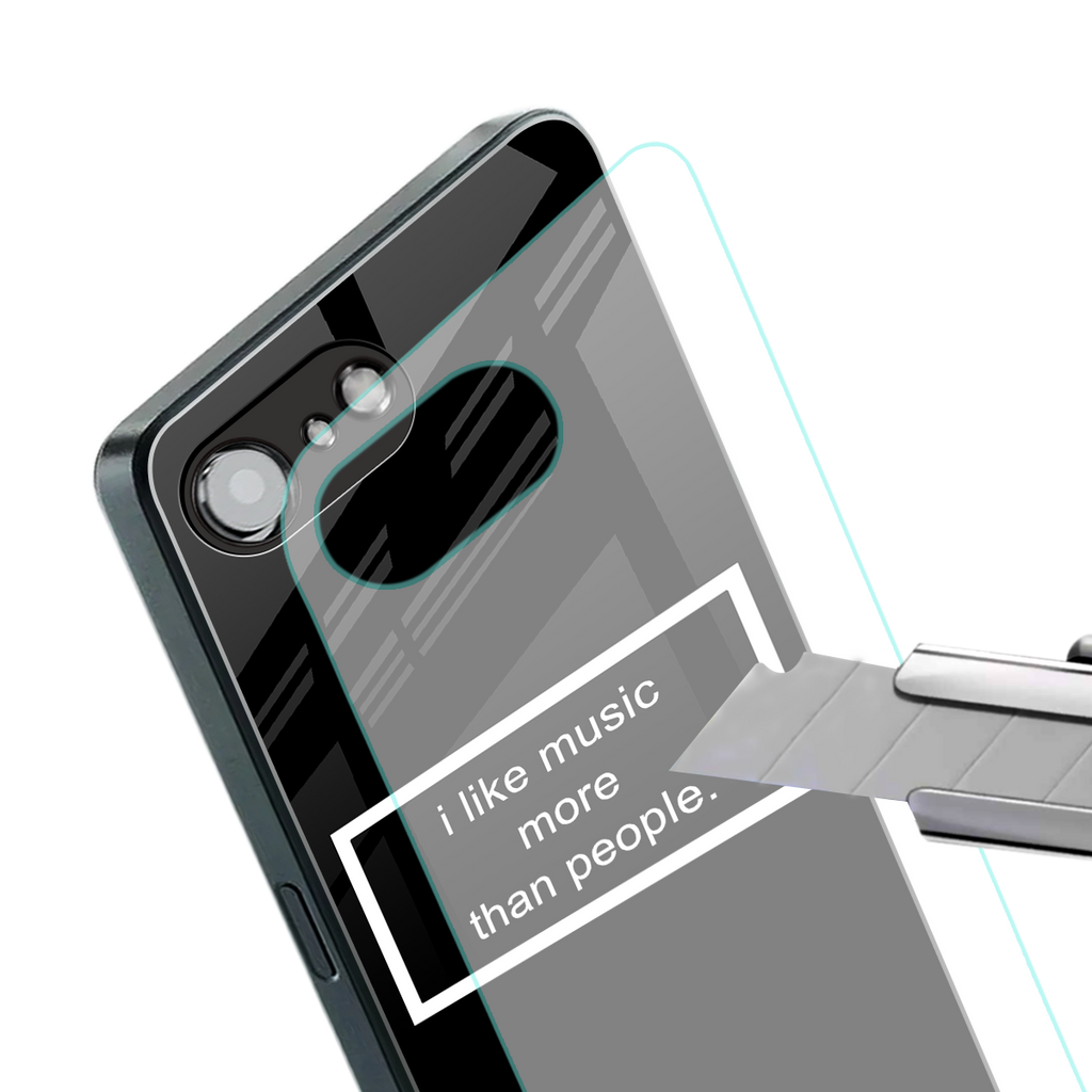 music over people black edition back phone cover | glass case for iphone 16e