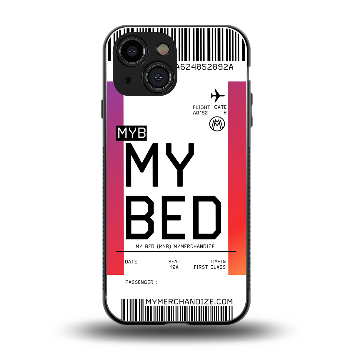 my bed boarding pass ticket back phone cover | glass case for iphone 13 mini