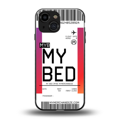 my bed boarding pass ticket back phone cover | glass case for iphone 13 mini