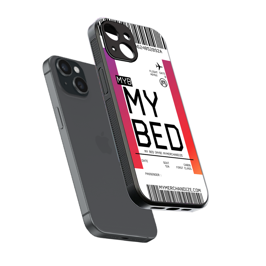 my bed boarding pass ticket back phone cover | glass case for iphone 13 mini
