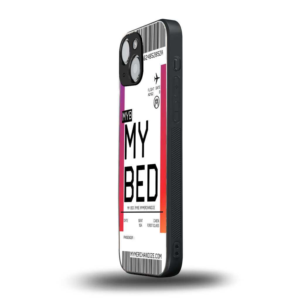 my bed boarding pass ticket back phone cover | glass case for iphone 13 mini