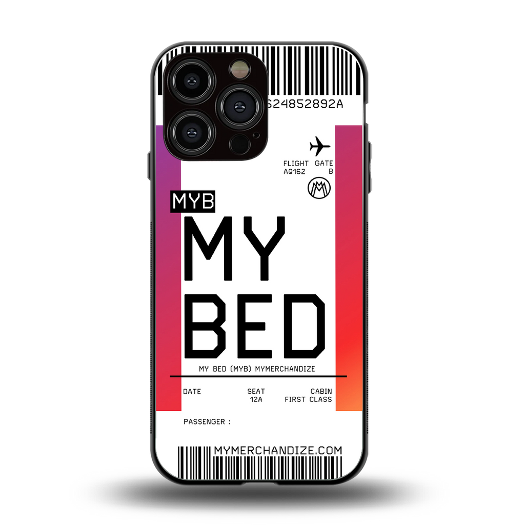 my bed boarding pass ticket back phone cover | glass case for iphone 13 pro max