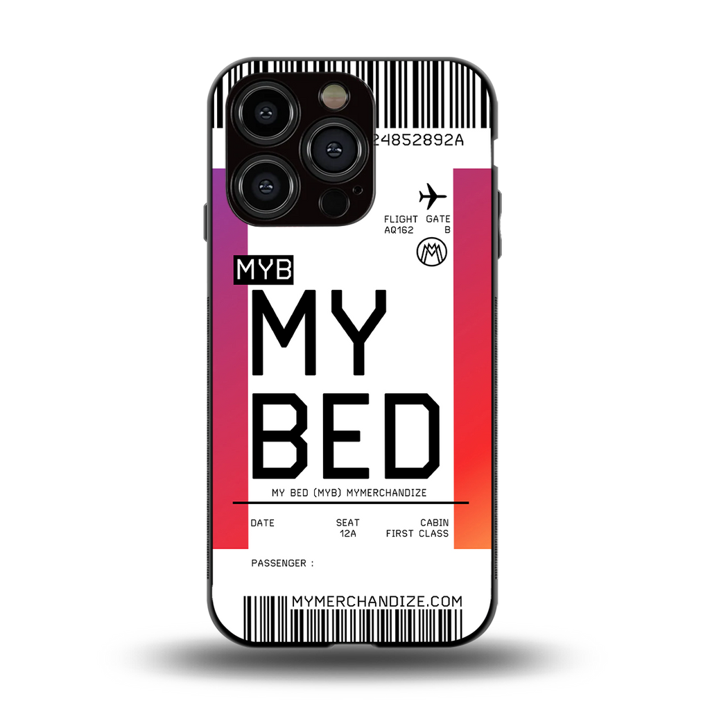 my bed boarding pass ticket back phone cover | glass case for iphone 13 pro