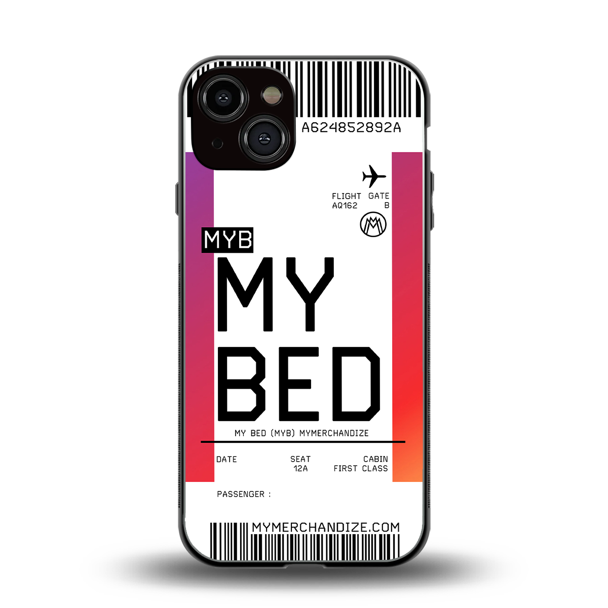 my bed boarding pass ticket back phone cover | glass case for iphone 13