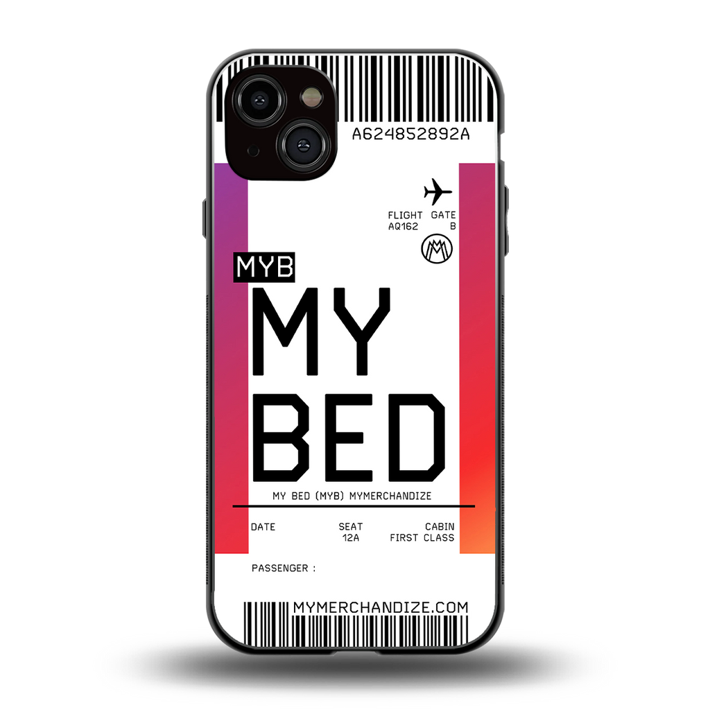 my bed boarding pass ticket back phone cover | glass case for iphone 14 plus