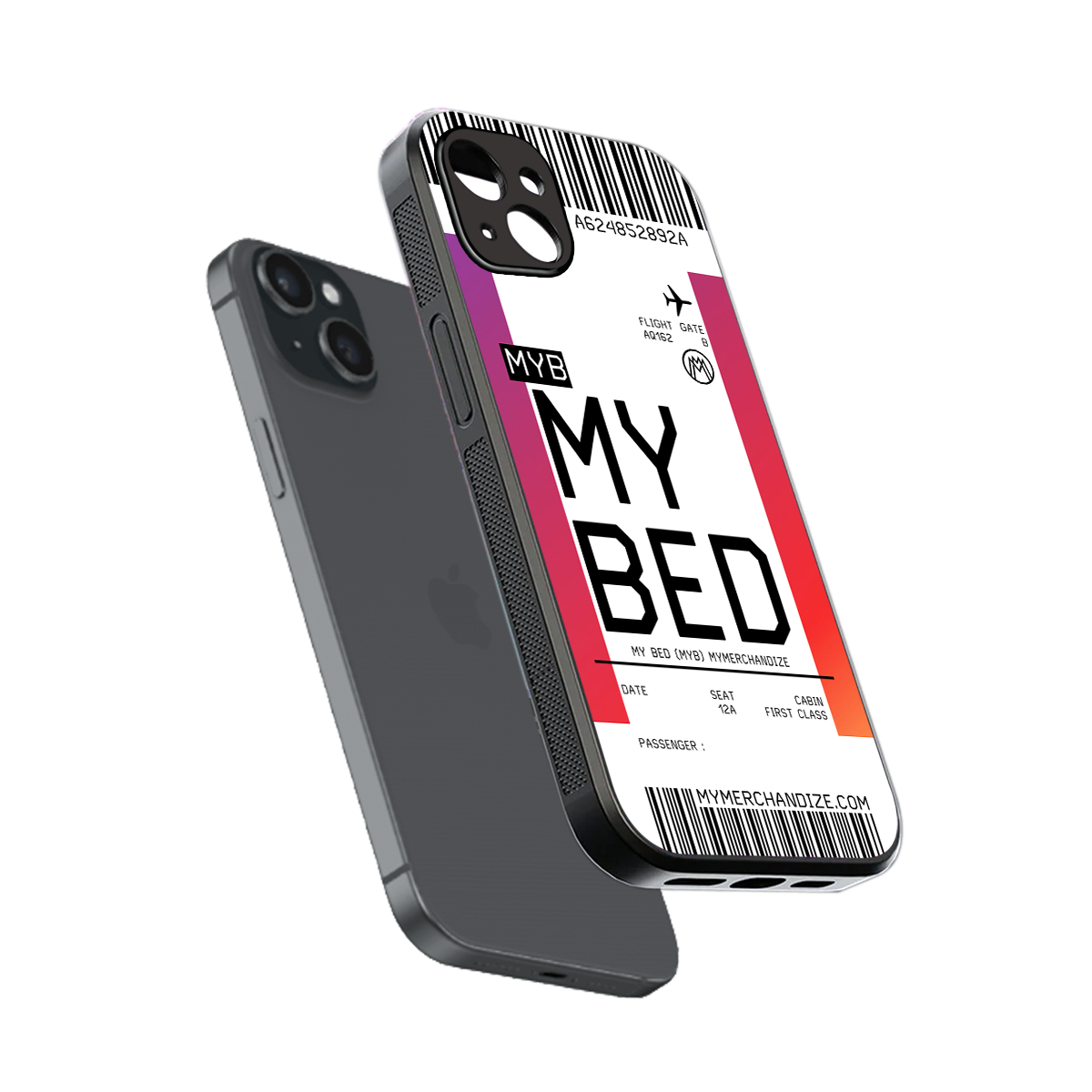 my bed boarding pass ticket back phone cover | glass case for iphone 15 plus