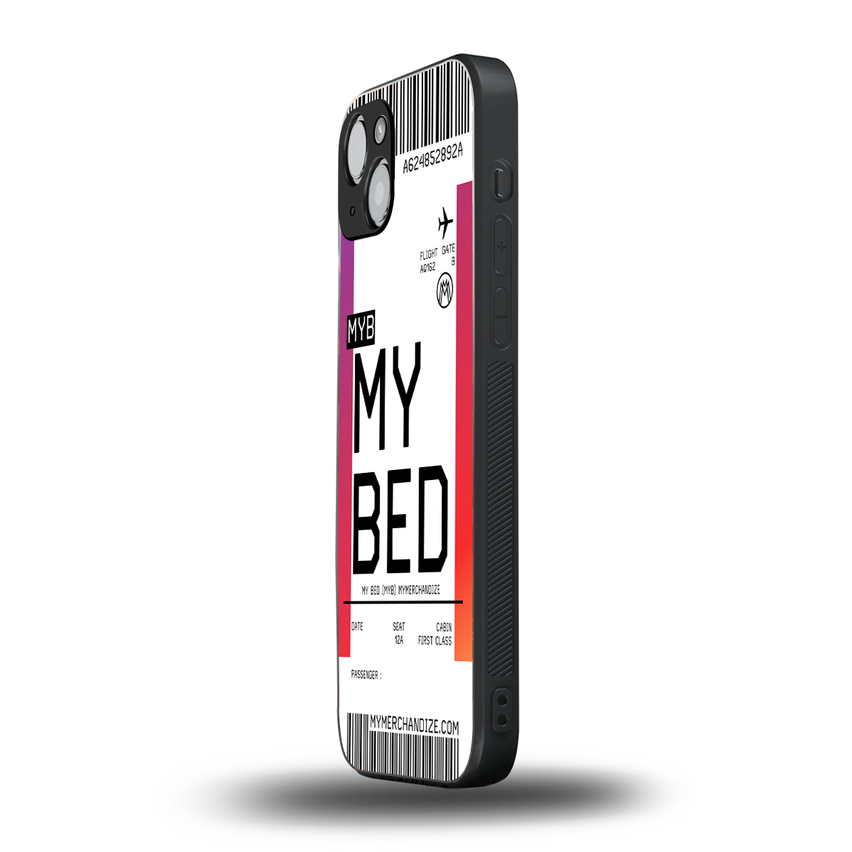 my bed boarding pass ticket back phone cover | glass case for iphone 15 plus