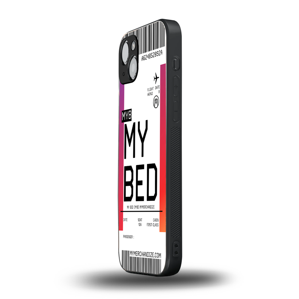 my bed boarding pass ticket back phone cover | glass case for iphone 14 plus