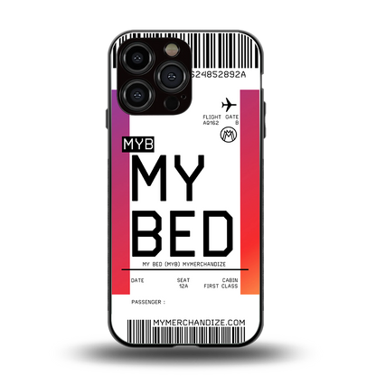 my bed boarding pass ticket back phone cover | glass case for iphone 14 pro max