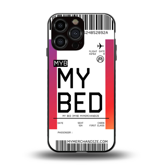my bed boarding pass ticket back phone cover | glass case for iphone 14 pro max