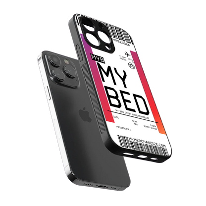my bed boarding pass ticket back phone cover | glass case for iphone 14 pro max