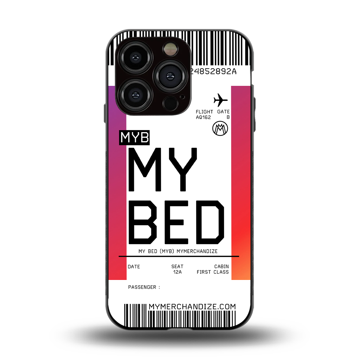 my bed boarding pass ticket back phone cover | glass case for iphone 15 pro