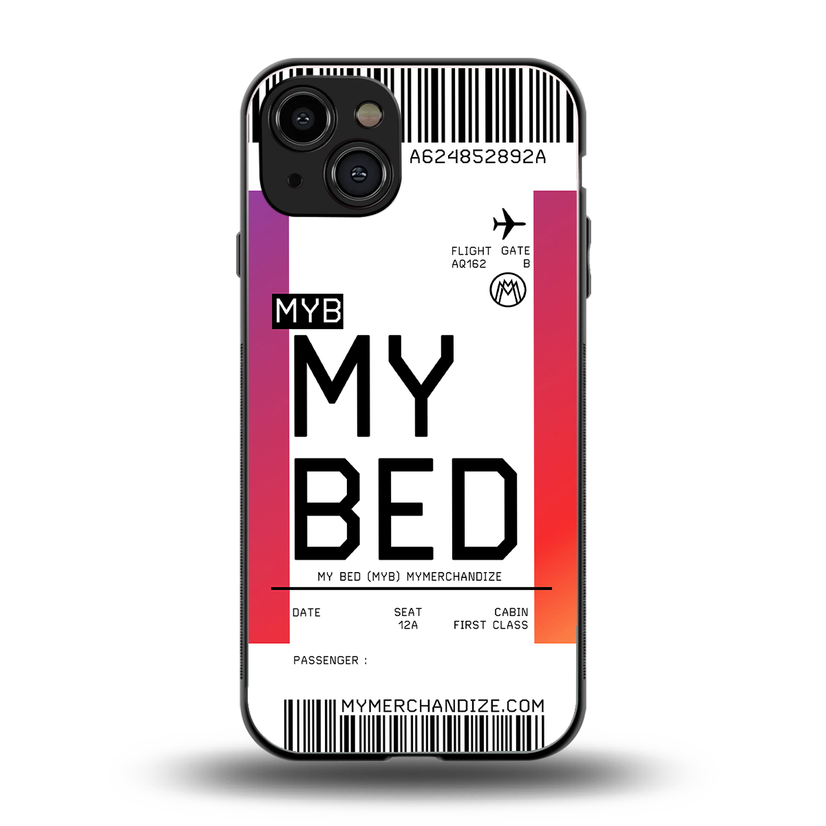 my bed boarding pass ticket back phone cover | glass case for iphone 15